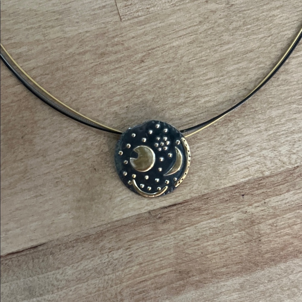 Gold and Black Celestial Pendant Necklace